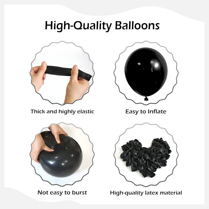 110pcs Black Balloon Arch Kit - Image 3