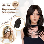 UDU Hair Toppers for Women for Thinning Hair Synthetic Hair Toppers Hair Pieces for Women Ladies Muti-layer Long Straight Wavy Clip in Wiglets with Fringe bangs