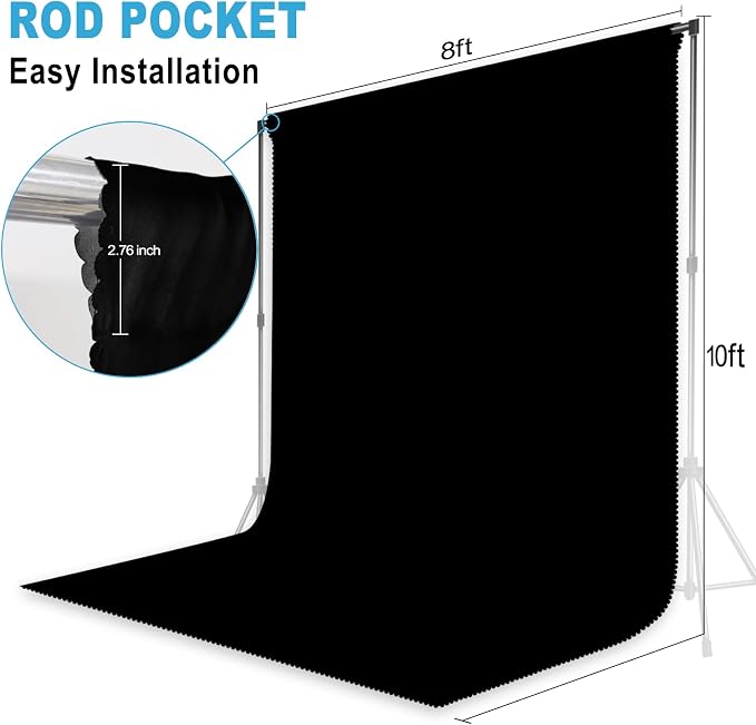 Black Photography Backdrop for Photoshoot, 8x10 FT | Versatile Studio Photo - Image 2