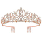 Didder Rose Gold Crystal Tiara Crown Headband Princess Elegant Crown with combs for Women Girls Bridal Wedding Prom Birthday Party