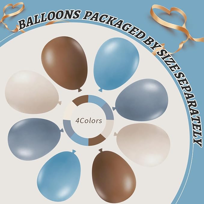 412Pcs Dusty Blue and Brown Balloon Arch Kit, 5 10 12 18inch Bear Baby Shower - Image 4