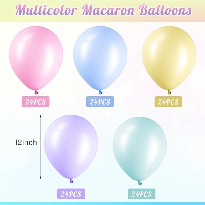 Gejoy 120 Pcs 12'' Pastel Party Balloons - Image 3