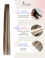 DOORES Invisi Edge Tape in Extensions Real Human Hair, Chocolate Brown to Honey Blonde 10pcs Injection Tapeins, 25g 18 Inch, Injected Tape in Virgin Human Hair Extension