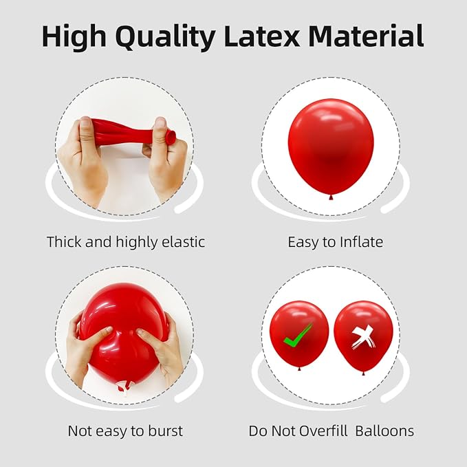 135pcs Bright Red Balloon Arch Kit Different Sizes of 18 12 10 5 Inch Red Party - Image 3