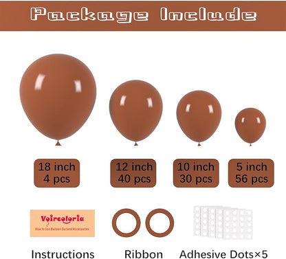 Voircoloria 130pcs Coffee Brown Balloons Garland Arch Kit, 18 12 10 5 Inch | - Image 2