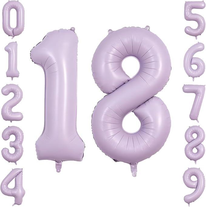 40 Inch Lavender Foil Number 18 Balloon by TNCDJKPA