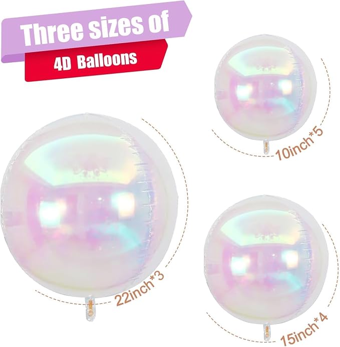 12Pcs Iridescent Round Foil Balloons, Holographic Balloons - Image 2