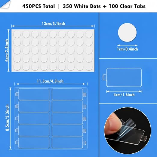 Glue Dots Double Sided 450Pcs, Leaves No Sticky Marks. Round & Square Dots - Image 3