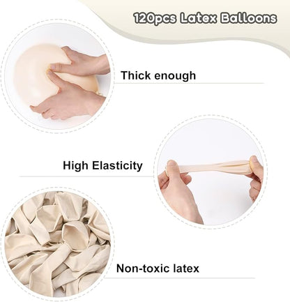 RUBFAC White Sand Balloons 120pcs 12 Inches Beige Boho Balloons - Image 4