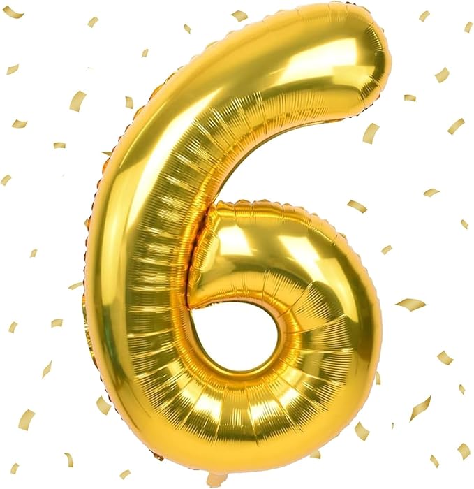 40 inch Gold Number Balloon Giant Foil Helium Balloons Gold Number 6 Balloon by Yeodong