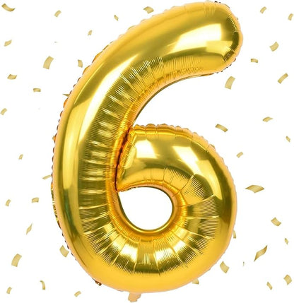 40 inch Gold Number Balloon Giant Foil Helium Balloons Gold Number 6 Balloon by Yeodong