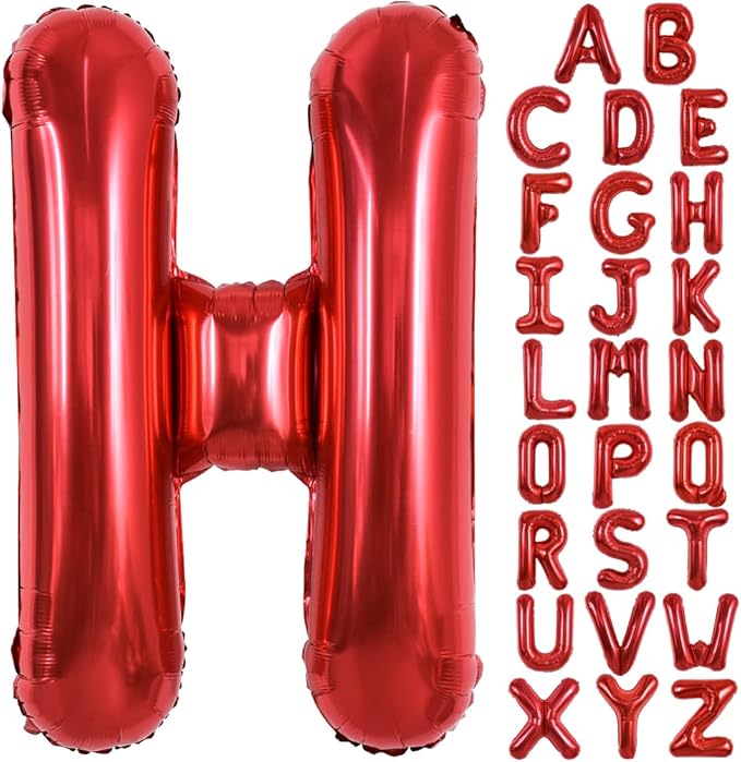 TONIFUL 40 Inch Large Bright Red Letter Balloons A-Z, Giant Jumbo Helium Foil by TONIFUL