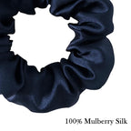 Silk Hair Scrunchie, 100% Mulberry Silk, Navy Blue, No Damage for Frizz Prevention, Sleep Scrunchie for Women-1pcs