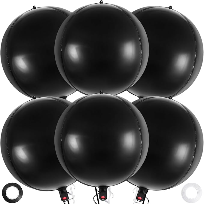 Metallic Black Balloons, 22 Inch Large Sphere Round Balloons by AIQINHU