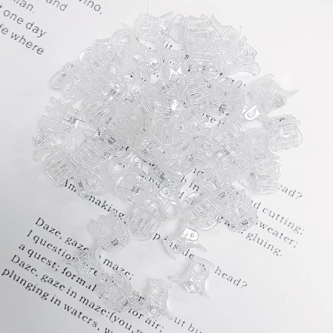 50 PCS Mini Hair Claw Clips， Bangs Strong Grip Multifunction Clamp Clips. (Transparent white)