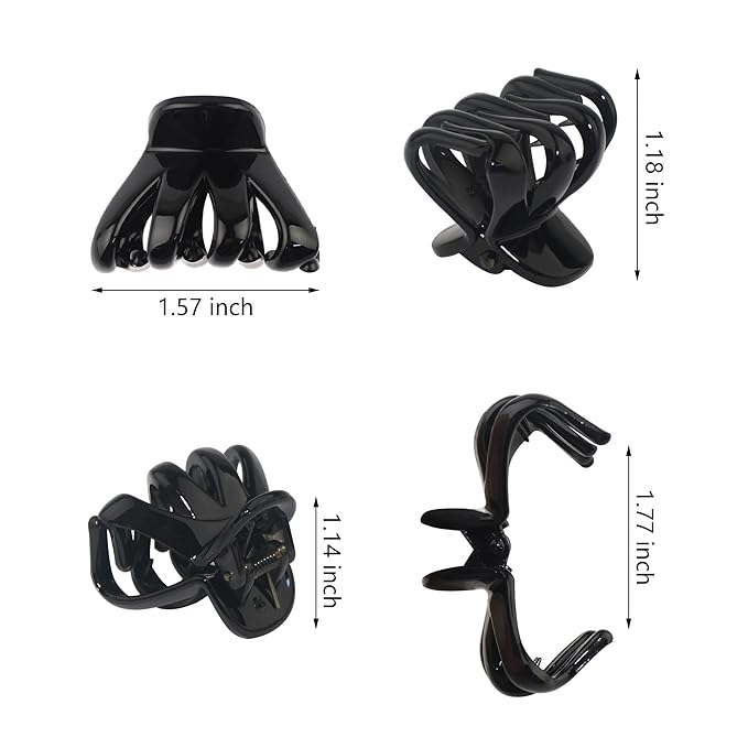 4CM Medium Small Hair Claw Clips 9 pcs Octopus Hair Clips Strong Grip Medium Hair Clips with Teeth Non-slip Good for Women Girls Thin Thick Hair.(Black+Brown+Clear)