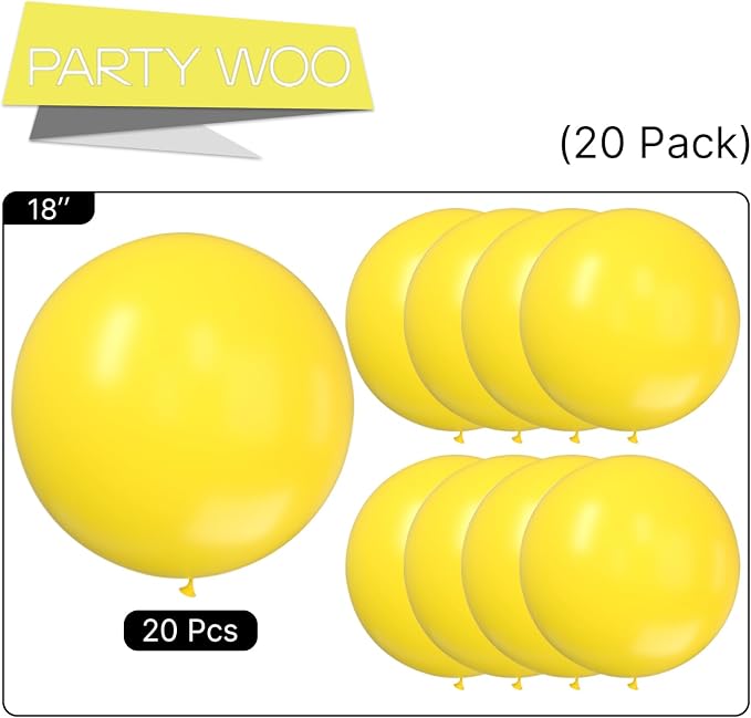 PartyWoo Yellow Balloons 20pcs Latex Helium Balloons 18 Inch | Birthday Baby - Image 5