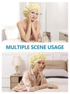 Years calm Reusable Waterproof Shower Caps for Women, Hair Caps for Showers, Double-Layer Elastic Design, for All Hairstyles, Travel-Friendly (Yellow)