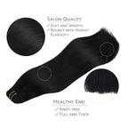 WENNALIFE Clip in Hair Extensions Real Human Hair, 22 Inch 130g 7pcs Remy Hair, Jet Black Straight Natural Extensiones De Cabello Humano Con Clip Ins