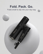 Foldable Hair Dryer with Diffuser, 110,000 RPM Professional High Speed Blow Dryer with Plasma Ion, 6.5Ft ALCI Cord, Concentrator & Diffuser for Men and Women, Lightweight for Travel/Home