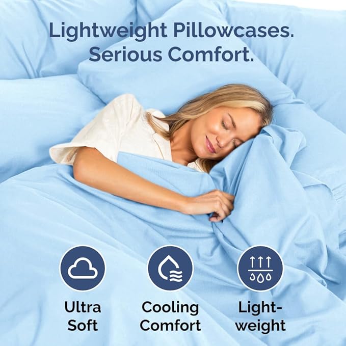 Queen Pillow Cases Set of 10 - Ultra Soft Hotel Quality Pillowcase Covers - Comfy, Cozy & Wrinkle Free - Shrink, Stain & Fade Resistant - Machine Washable Pillow Protectors - 10 Piece Set - Light Blue