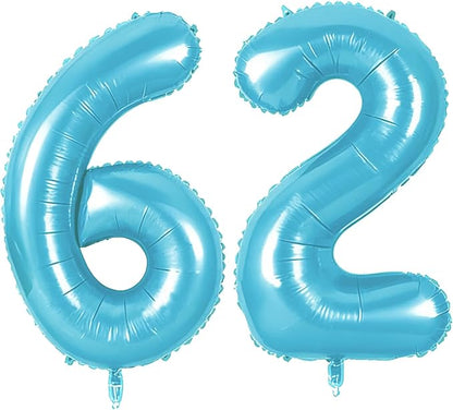 Number 62 Balloons for 62nd Birthday Party Decorations, 0-100 Large No.62 by Joycard