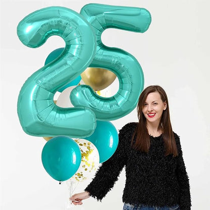 TONIFUL 40 Inch Large Teal Blue Number Balloons, Giant Jumbo Helium Foil Mylar - Image 6
