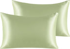 NTBAY 2 Pack Satin Queen Pillowcases for Hair and Skin, Luxurious and Silky Pillow Cases with Envelope Closure, 20x30 Inches, Sage Green