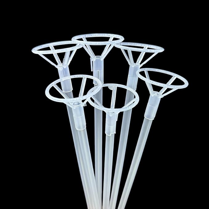Balloon Sticks with Cups 30 Packs, 16inch Long Clear Bobo Balloon Holder by Wliwwo