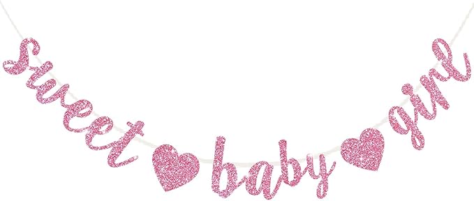 BEISHIDA Pre-Strung Glitter Pink Girl Baby Banner Baby Shower Decor | NO DIY by Beishida