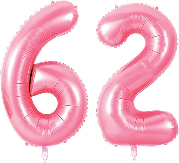 Number 62 Balloons for 62nd Birthday Party Decorations, 0-100 Large No.62 by Joycard