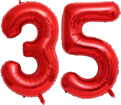 40 Inch Red 35 Balloons Giant Number 35 Balloons Red 35 Birthday Balloons 35th by LHOAVWE