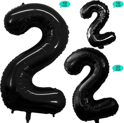 Black Foil Balloons Number 2, Huge Number Balloons - Image 2