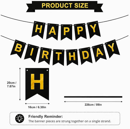 Black Happy Birthday Banner Sign - Image 2