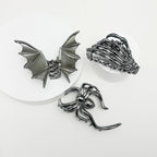 3 Pieces Large Metal Spider Net Bat Hand Hair Claw Clips for Women and Girls Thick Long Hair, Gothic Decor Skeleton Spooky Hair Styling Accessories for Halloween Christmas Gifts