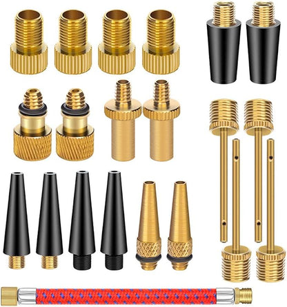 21PCS Brass Presta Schrader Valve Adapter Tools, Ball Pump Needle, Bike Tire by mamakoi