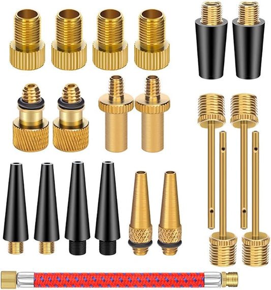 21PCS Brass Presta Schrader Valve Adapter Tools, Ball Pump Needle, Bike Tire by mamakoi