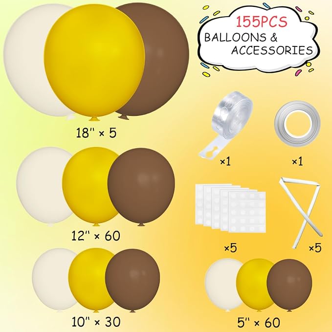 MEBAY Yellow Brown White Balloon Garland Arch Kit - Image 2