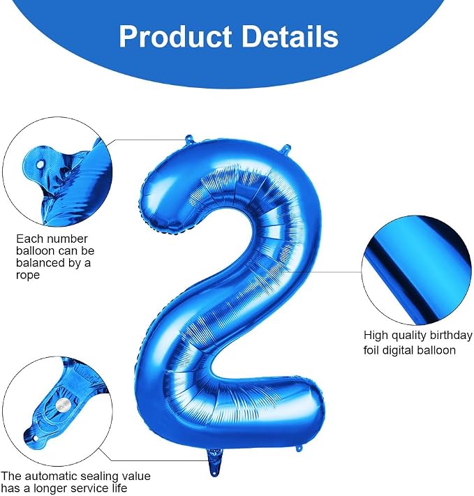 OFFCUP 40 Inch Blue Number 2 Balloon - Image 3