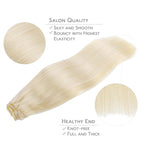 WENNALIFE Clip in Hair Extensions Real Human Hair, 14 Inch 120g 7pcs Platinum Blonde Hair Extensions Clip in Human Hair Remy Clip in Hair Extensions Real Human Hair Double Weft