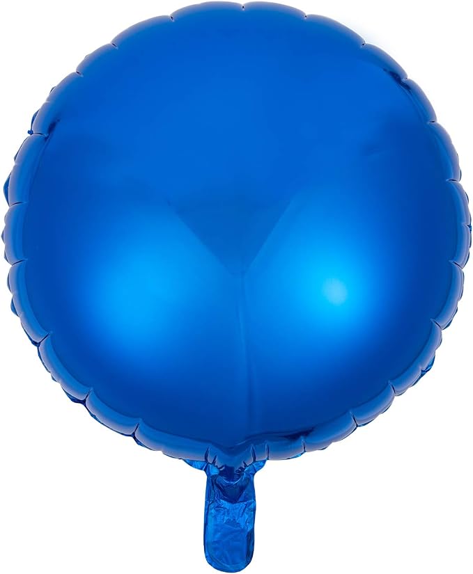18" Blue Round Shaped Foil Balloons Mylar Helium Balloons - Image 3