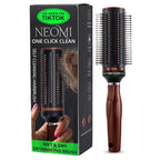 Self Cleaning Brushes for Women - Roller Retractable Detangler Round Brush for Blow Out Travel Brown Christmas Gifts for Womens