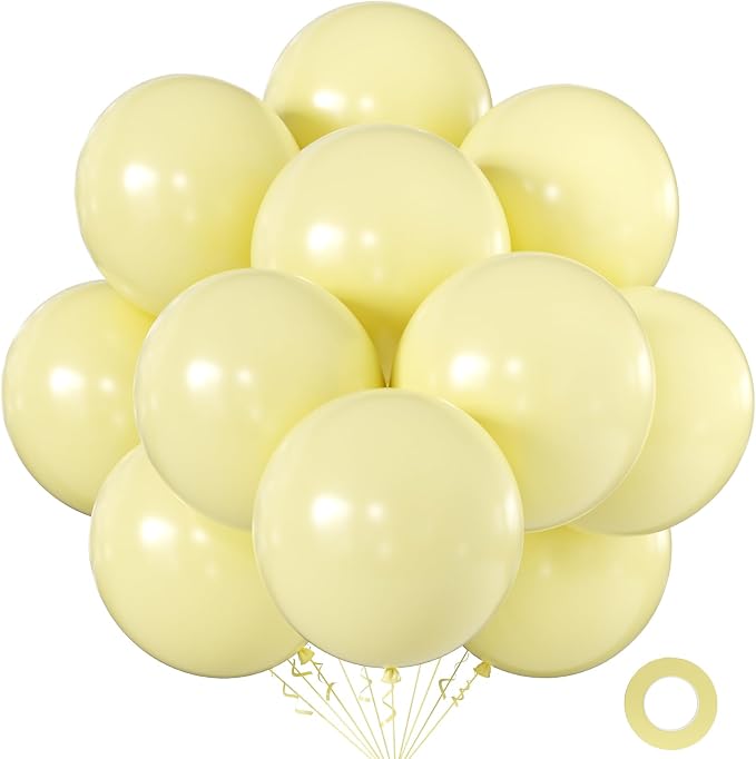 Pastel Yellow Balloons 18 Inch 24 Pack Matte Helium Latex Round Balloons by KALOR