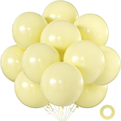 Pastel Yellow Balloons 18 Inch 24 Pack Matte Helium Latex Round Balloons by KALOR