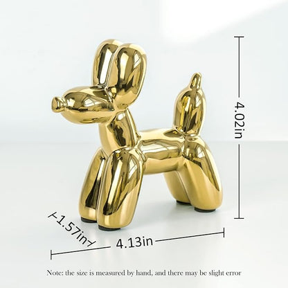 Notakia Cute Ceramics Balloon Dog Statue Crafts Gold Living Room Desktop - Image 2