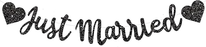 BEISHIDA Black Just Married Banner by Beishida