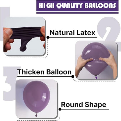 PartyWoo Dusty Purple Balloons 100pcs Lavender Lilac Dark Royal Purple Boho | - Image 7