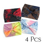 Wide Headbands Stretch Turban Knotted Hairbands Elastic Yoga Workout Sweatband Running Sport Head Scarf Large African Head Wraps for Women 4 Pcs (Set F)