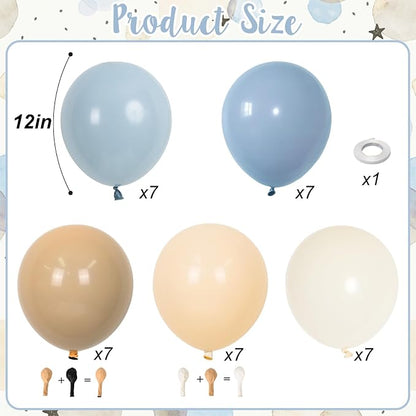 Dusty Blue Nude Sand Balloons, Double Stuffed Apricot Nude Balloon Slate Fog - Image 2