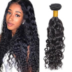 Bundles Human Hair Color 1B Water Wave Bundles Niegmeag Brazilian Virgin Remy Hair 1 Bundle 18 Inch Natural Black Wet and Wavy Bundle Double Weft Hair Weave